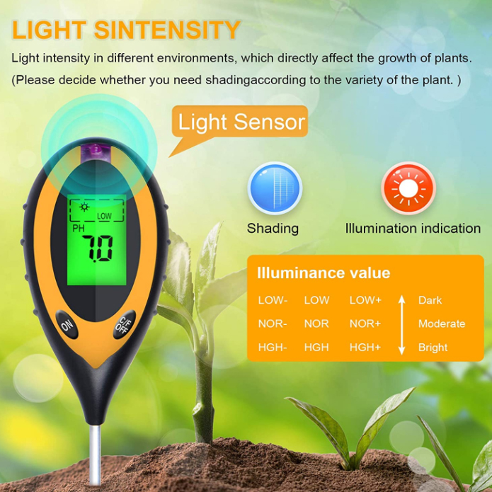 4 in 1 PH Light Temp Moisture  - đánh giá và giá Ph Meter Digital Water Tester